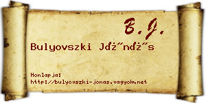 Bulyovszki Jónás névjegykártya